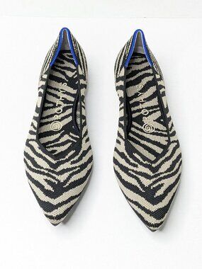 Rothy's The Point Casual Slip-On Ballet Flats Black Zebra Womens 9